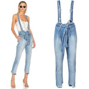 FRAME Skyline Mix denim Le Overall suspender jeans